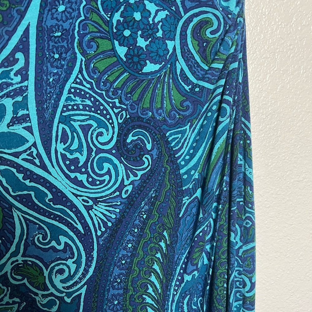 Tommy Bahama Teal Asymmetrical Paisley Dress Resort Medium - Picture 5 of 7
